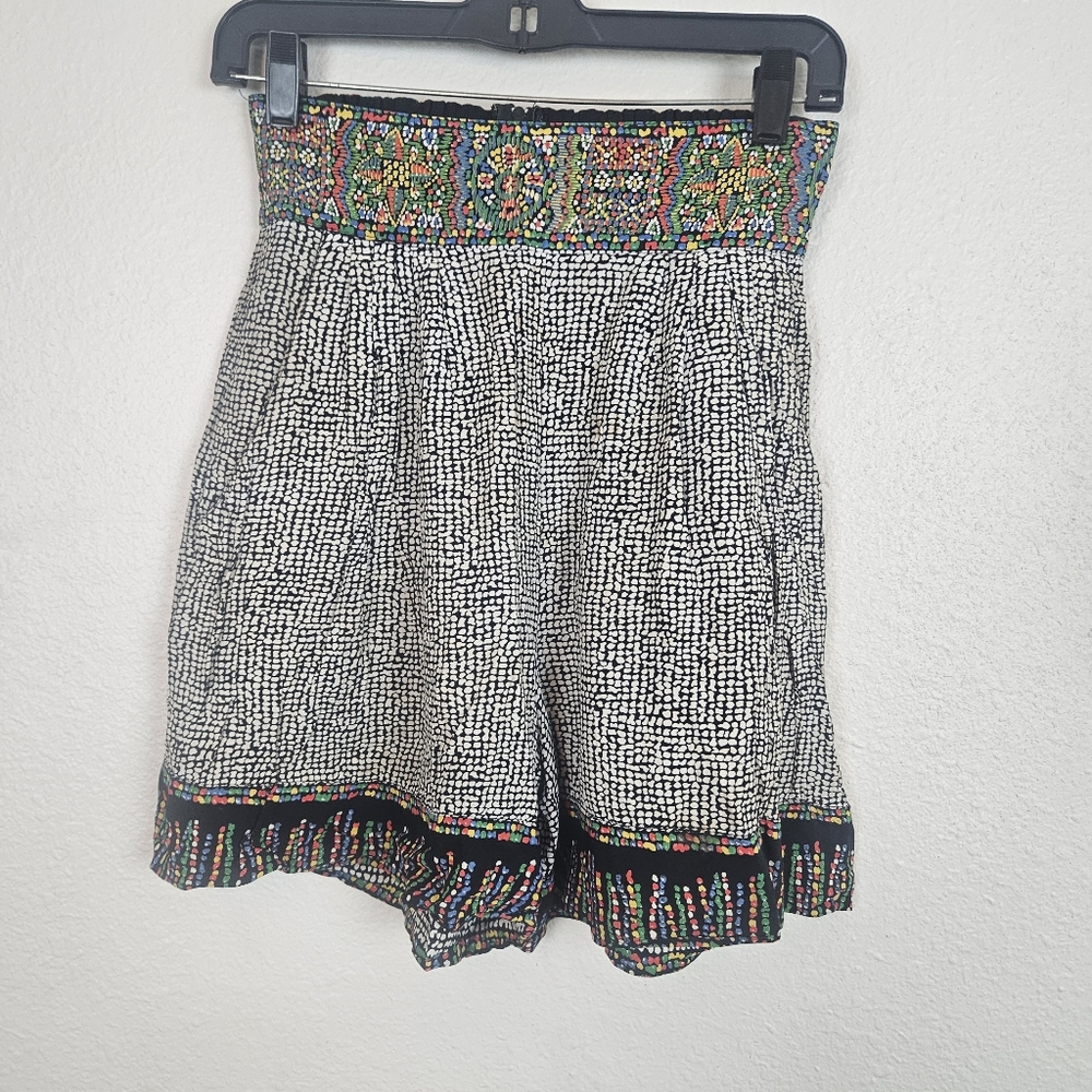 womens vintage Flowy High Waist boho mod Pattern Shorts Xs Small Size 4